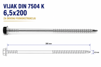 VIJAK DIN 7504 K 6,5x200 ZA DRVENU PODKONSTRUKCIJU